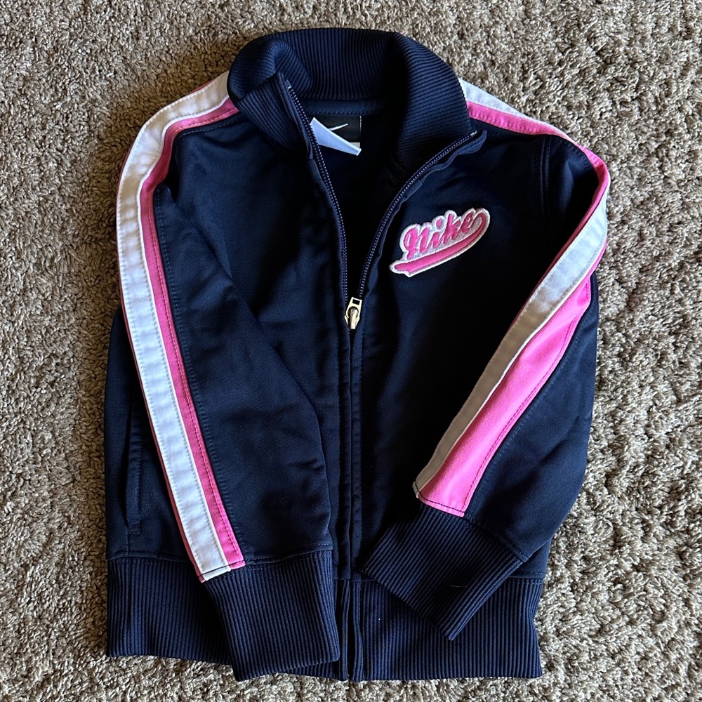 Nike Navy Jacket with Pink and White Accents